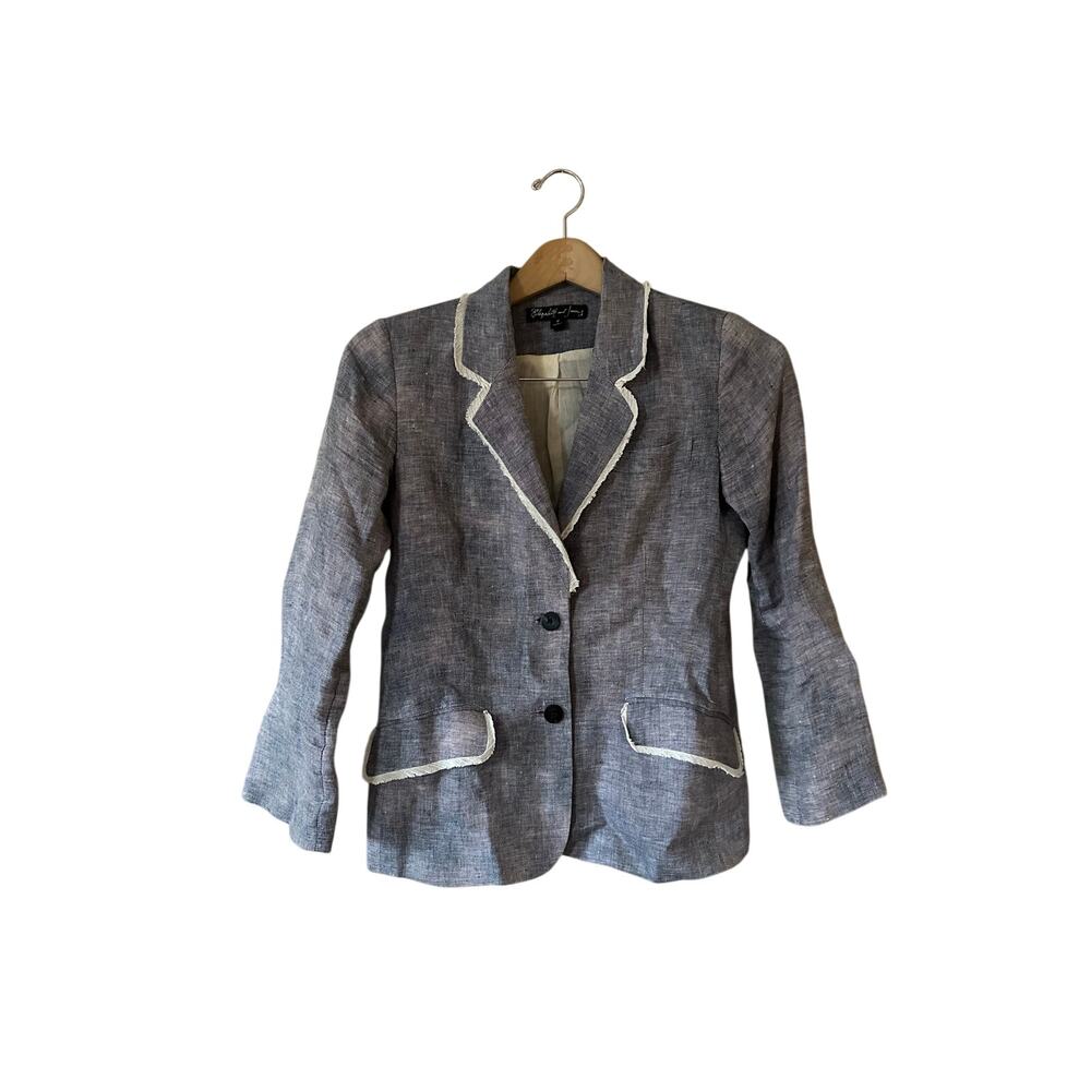 Elizabeth and James Blue Linen Blazer Size 4
